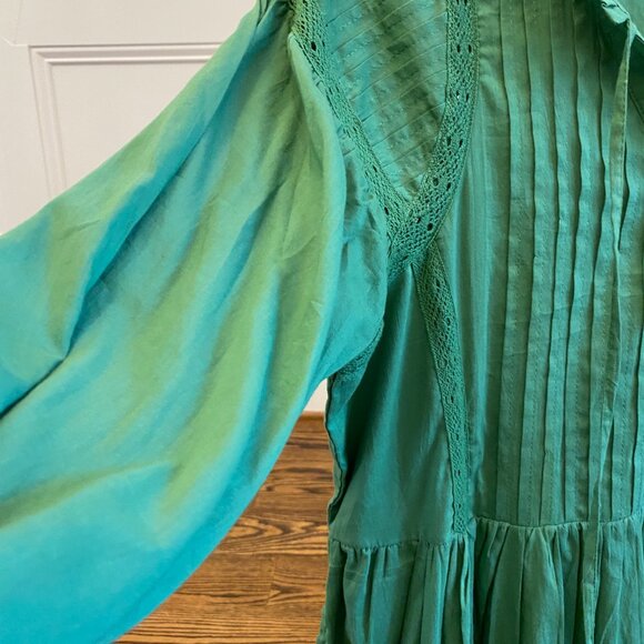 NWT KAREN KANE Mango Tango Lace Trim Tiered Green Dress Size Large (NEW $138) - Picture 6 of 12